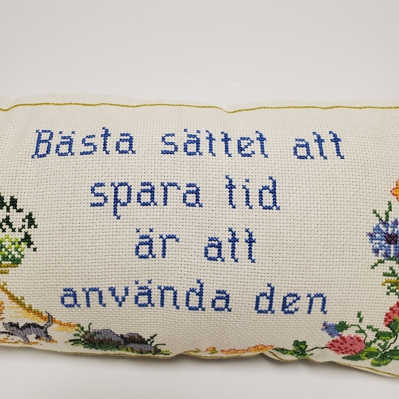 Handmade Cross Stitch Throw Pillow - Picture 2 of 13